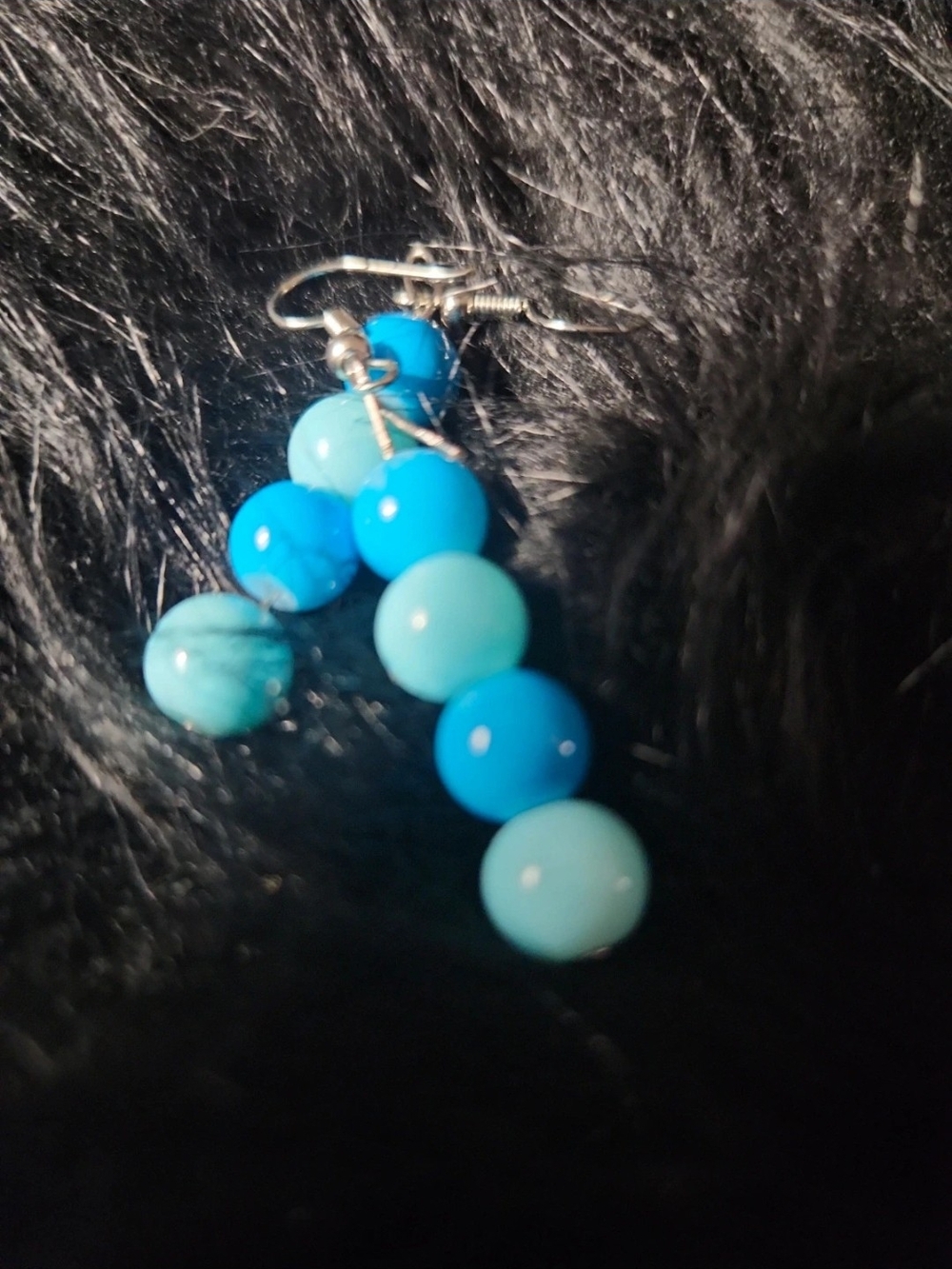 Turquoise Gradient Beaded Drop Earrings - Women Jewelry